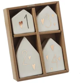MARELIDA Stabkerzenhalter 4 Adventshäuschen Herzen Kerzenständer Adventszahlen