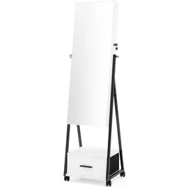 Costway Schmuckschrank mit Spiegel & Schublade Weiß