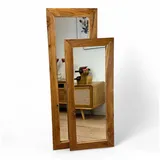 FaHome Dekospiegel Teakholz Spiegel - Anlehnen Dekorieren Staunen – Eckiger Standspiegel 150 cm