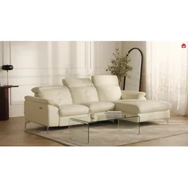 vente-unique Ecksofa aus Büffelleder – elfenbeinfarben – rechter Winkel