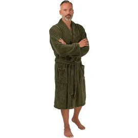 WeWo Fashion Herrenbademantel 1105, Langform, Velours, Schalkragen, Gürtel, kuschelig leicht grün L