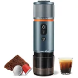 CONQUECO Tragbare Espressomaschine Elektrische Kaffeemaschine: 12V Auto Reise-Expressomaschine – selbstheizend 8 Tassen Batteriebetrieben, kompatibel mit Nespresso-Kapseln – für Camping - (Rauchblau)