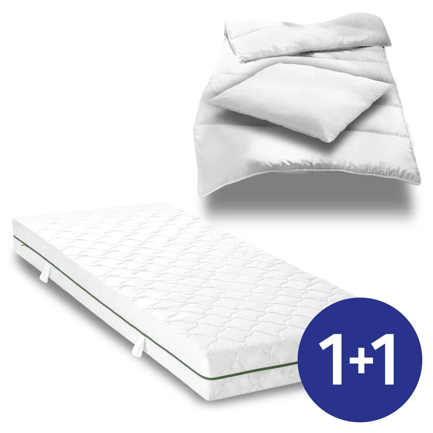 7 Zonen Taschenfederkernmatratze Sleezzz Smart 90 x 200 cm, Höhe 21 cm, Härtegrad H2/H3 + CloudComfort Basic Mikrofaser Bettset 135 x 200 cm + 80 x 80 cm