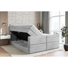 altdecor Boxspringbett AURA-Z KING - 160 x 200 - H3/H4 - Hellgrau