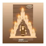 Weigla LED Lichterbogen Weihnachten I 7 Lampenkerzen + 1 Ersatzlampe I 7 x 34 V, 0,2 W, E10 I beleuchtete Weihnachtsdeko innen I aus Holz