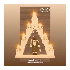 Weigla LED Lichterbogen Weihnachten I 7 Lampenkerzen + 1 Ersatzlampe I 7 x 34 V, 0,2 W, E10 I beleuchtete Weihnachtsdeko innen I aus Holz