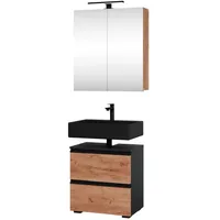 Planetmöbel Waschtischunterschrank EDA 60 cm mit Spiegelschrank Merkur gold