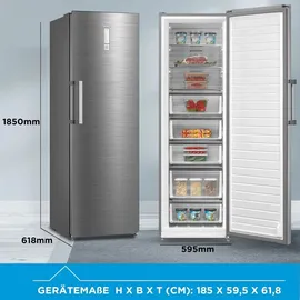 Midea - MDRU385MTE46 - Kühlschrank/Gefrierschrank- Inox