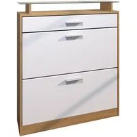 Vladon Schuhschrank Weiß Holzwerkstoff, 89x104x23 cm, Garderobe, Schuhaufbewahrung, Schuhkipper