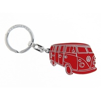 BRISA VW Collection - Volkswagen Metall Schlüssel-Anhänger-Ring Schlüsselbund-Accessoire Keyholder im T1 Bulli Bus Design (Silhouette/Rot)