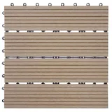 MCW WPC Bodenfliese Sarthe Holzoptik Balkon/Terrasse 11x Je 30x30cm - 1qm Basis Teak Linear