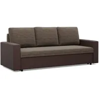 Mebligo - Sofa Dreisitzer Wohnzimmer mit Schlaffunktion, Bettkasten und Kunsteleder 220x92x92 (BxHxT) Braun Luna, Schlafsofa Platzsparend, Schlafcouch, Sofabett, Sofa Bed, Bettsofa