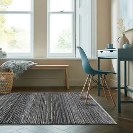 KADIMA DESIGN Strapazierfähiger Geometrischer Wohnzimmer-Teppich in Naturfarben - `Perran` Serie. Farbe: Blau, Textil, Gestreift, Rechteckig, 140x80 cm, | Kadima Design Teppich,