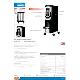 Güde Ölradiator OR 2000-9 DT 2000 W Schwarz