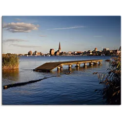 Leinwandbild ARTLAND "Blick auf Rostock", blau (farbe bild(er): blau), B:80cm H:60cm T:1,8cm, Canvas, Leinwand, Bilder, auf Keilrahmen gespannt