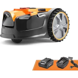 LAWNMASTER OcuMow® Mähroboter kabellos 80 Rasenmäher Roboter mit 2Ah Akku Kompaktmodell Einsteiger-Modell ohne Begrenzungskabel