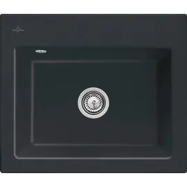 Villeroy & Boch Subway 60 S flat mittig pure black Handbetätigung 565 x 475 mm