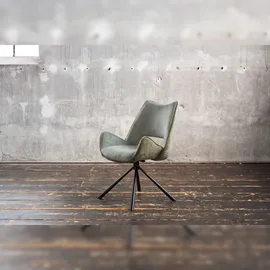 KAWOLA Esszimmerstuhl VELO Drehstuhl Stoff graugrün