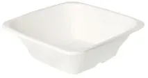 Greenbox Einwegschalen, Zuckerrohr, weiß, quadratisch, Umweltfreundliche Zuckerrohr-Schalen für den Außer-Haus-Verkauf, 1 Packung = 50 Stück, Fassungsvermögen: 600 ml