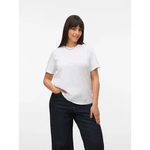Vero Moda Curve Kurzarmshirt VERO MODA CURVE "VMPAULINA SS T-SHIRT GA JRS NOOS CUR", Damen, Gr. M, weiß (hellweiß), Jersey, Obermaterial: 100% Baumwolle, unifarben, normal, Rundhals, Shirts, Baumwolle, regular fit