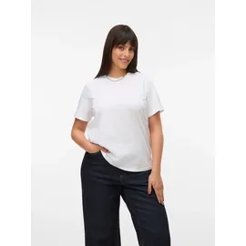 Vero Moda Curve Kurzarmshirt VERO MODA CURVE "VMPAULINA SS T-SHIRT GA JRS NOOS CUR", Damen, Gr. M, weiß (hellweiß), Jersey, Obermaterial: 100% Baumwolle, unifarben, normal, Rundhals, Shirts, Baumwolle, regular fit