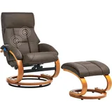 Beliani Massagesessel mit Heizfunktion Timer Fußhocker Kunstleder Dunkelbraun