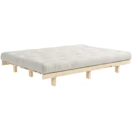 Karup Schlafsofa KARUP DESIGN "Lean 200 Schlafsofa, Gästebett, Sofa mit Futonmatratze", beige (natural), B:200cm H:73cm T:100cm, Bezug: 80% Baumwolle, 20% Polyester, Sofas, Schlafsofa, Inkl. Futonmatratze, Liegefläche 130x200 cm, FSC zertifizierte Kiefer