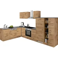 kochstation Winkelküche L-Form 210 x 330 cm braun