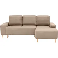 INOSIGN Ecksofa »Samu L-Form«, wahlweise mit Bettfunktion und Bettkasten, beige