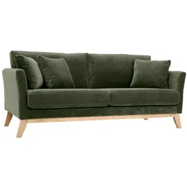 miliboo Skandinavisches Sofa Stoff 3-Sitzer Khaki