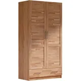 Home affaire Kleiderschrank Sabrina, 97x60x200cm, natürlicher Landhausstil teilmassiv, Buche oder Eiche, FSC-zertifiziert, Metallgriffe beige