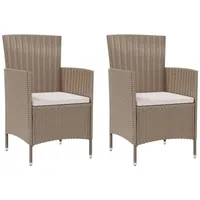 vidaXL Polyrattan Gartenstühle 61 x 60 x 88 cm beige 2 St. inkl. Kissen