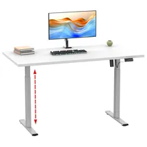 VCM my office Lona elektrisch höhenverstellbarer Schreibtisch weiß rechteckig, T-Fuß-Gestell silber 140,0 x 50,0 cm
