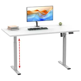 VCM my office Lona elektrisch höhenverstellbarer Schreibtisch weiß rechteckig, T-Fuß-Gestell silber 140,0 x 50,0 cm