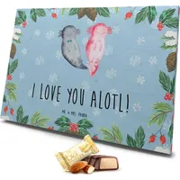 Mr. & Mrs. Panda Marzipan Adventskalender Axolotl Liebe - Blau Pastell - Geschenk, Freund, Heiratsantrag, für Männer, Hocheitstag, für Ehemann, ... - Blau