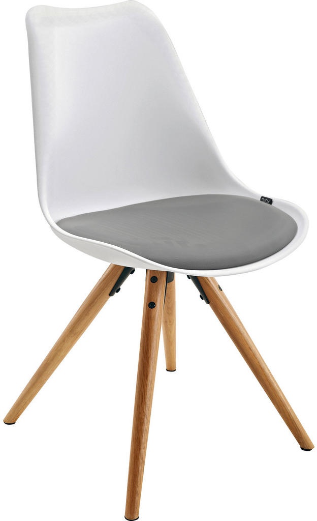 Livetastic Stuhl, Grau, Natur, Weiß, Kunststoff, Textil, Eiche, massiv, konisch, 48.5x85x55 cm, Esszimmer, Stühle, Esszimmerstühle, Schalenstühle
