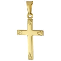 trendor Kreuzanhänger Kreuz- Gold 585 / 14 Karat für Damen, Herren, Kinder goldfarben