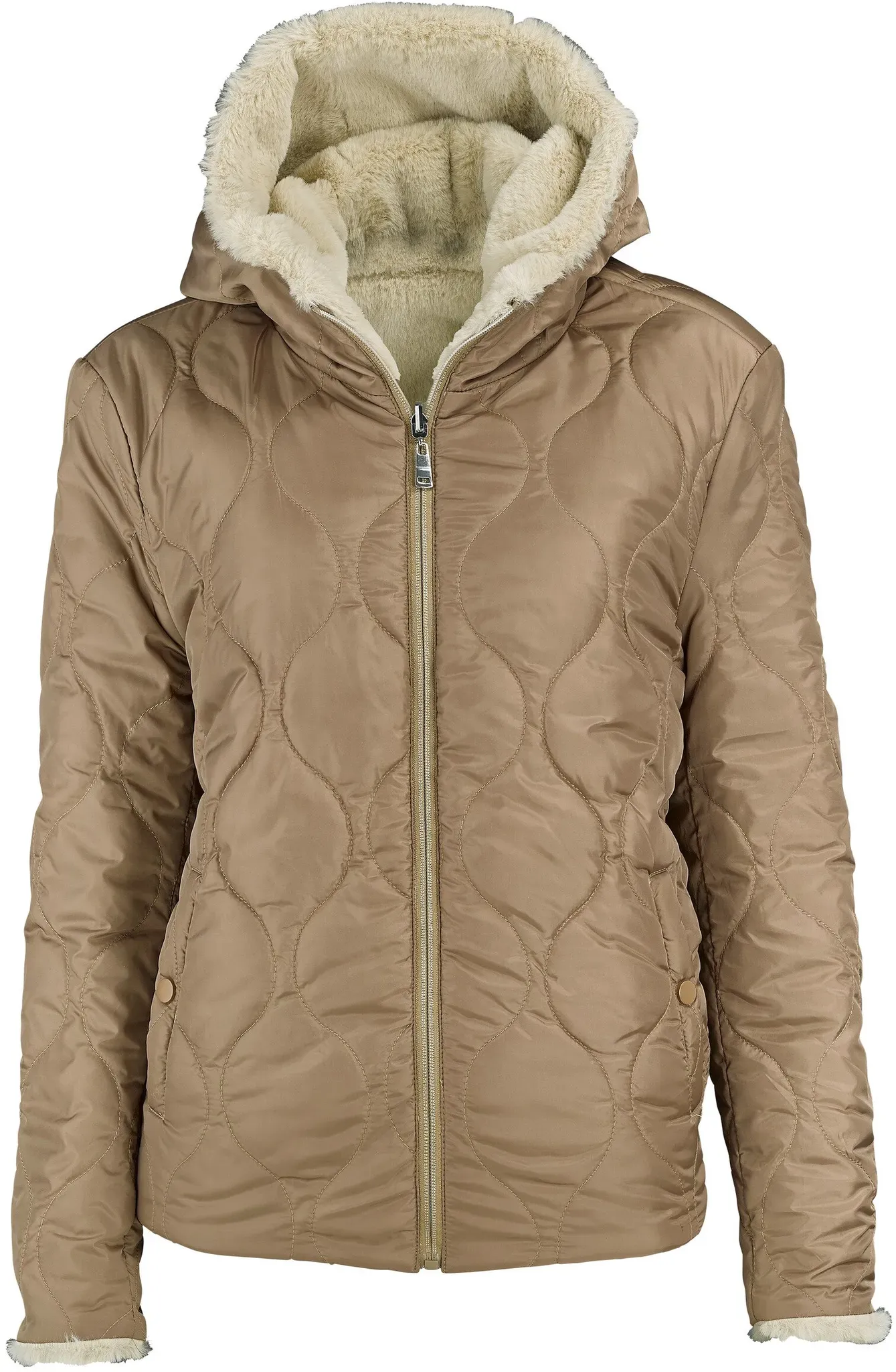 Blue Flame Wendejacke Fellimitat, natur-dk beige, 44