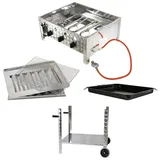 Gasbräter Grillset Gestell10 kW Pfanne 3 flammig Edelstahl B01+G02+G03+G04
