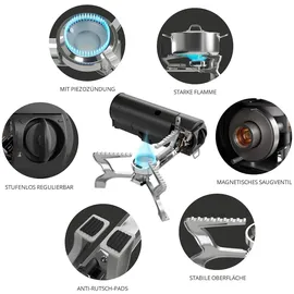 evocamp Gaskocher faltbar mit Tragetasche, ohne Gaskartuschen