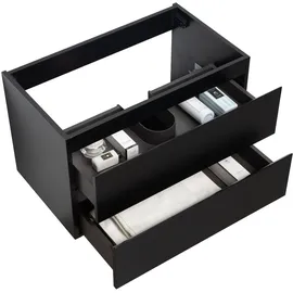 Badplaats Waschbeckenunterschrank Angela 2 Schubladen 80 x 50 x 48 cm Schwarz Matt