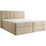 luxusbetten24 Boxspringbett Aurelia Samt mit Stauraum Beige - 180x200 - Kein Topper - Luxusbetten24 - 2 Jahre Gewährleistung - mind. 14 Tage Rückgaberecht - Beige - 180x200