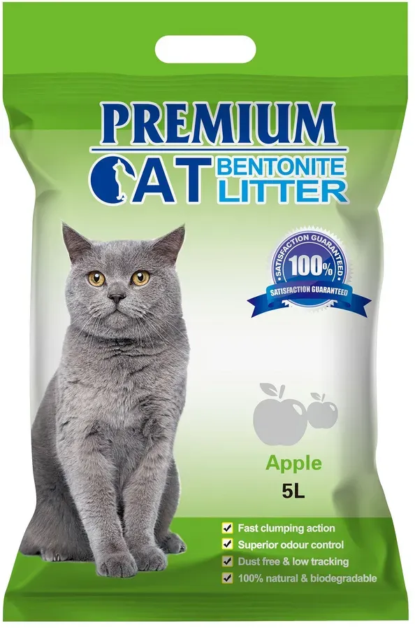 Premium-Katzenklumpstreu aus Bentonit - Apfel für Katzen 5L (Rabatt für Stammkunden 3%)