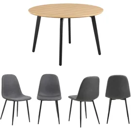 Actona GROUP »Essgruppe, Speisetisch mit Wohnzimmerstühlen« Set, 1x Tisch + 4x Stühle, 5 Stk. tlg., schwarz