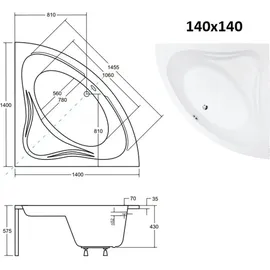 bad land Mia Eckbadewanne 140 x 140 cm (BADLAND)