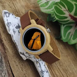 Holzwerk Germany Holzwerk GARBSEN kleine Damen Leder & Holz Uhr mit Epoxidharz in braun & schwarz