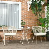 Outsunny Rattan Gartenmöbel-Set 3-tlg., Gartengarnitur mit Couchtisch, 2 Stühlen, Balkonmöbel-Set mit Kissen, Gartensitzgruppe für Balkon, Terrasse, Khaki