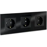 Navaris Schuko-Steckdose 3-fach Schwarz 1 St.