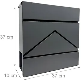 Relaxdays Briefkasten schwarz inkl. Zeitungsfach