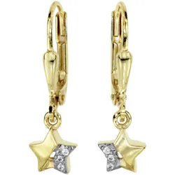 Paar Ohrhänger OSTSEE-SCHMUCK "Ostsee-Schmuck Ohrhänger Stern Ohrhänger Stern", gelb, Ohrringe, Damen, 22 x 6mm, Gelbgold 333